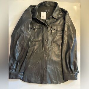 Love Tree Faux Leather Jacket NWT Size Large Snap Closure down the front…